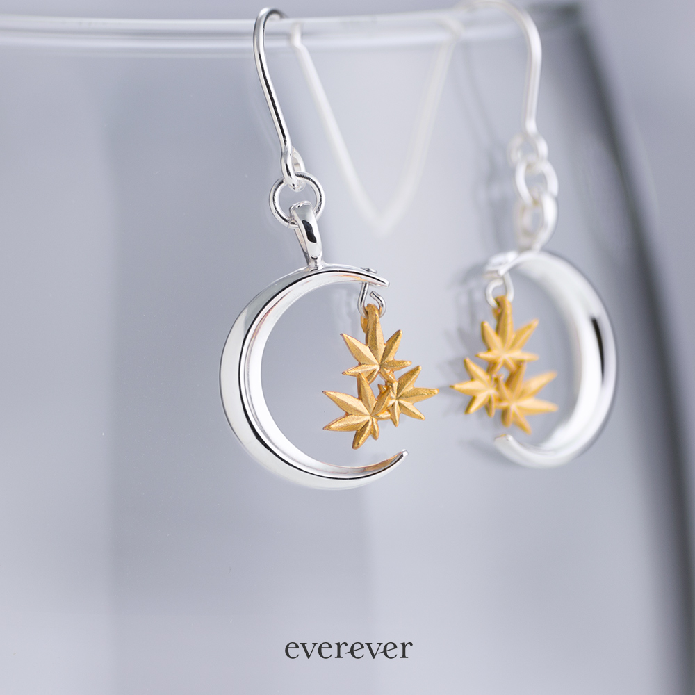 三日月と紅葉ピアス（黄金色） | everever