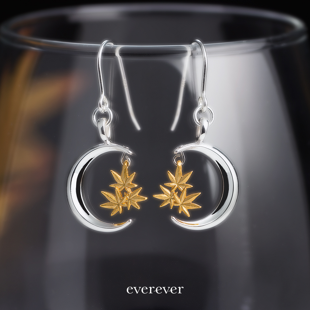 三日月と紅葉ピアス（黄金色） | everever